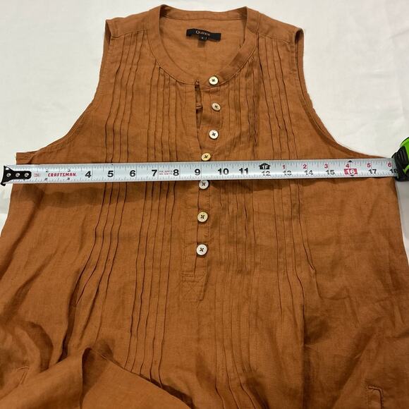 Quince Womens Small 100% European Linen Sleeveless Swing Dress Terracotta - Picture 9 of 10